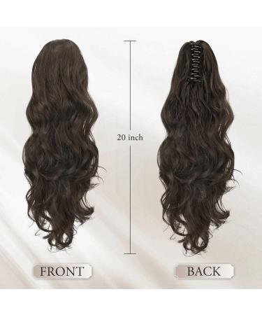 BARSDAR 20 Curly Wavy Claw Clip Ponytail Extension - Synthetic Blonde Brown Hairpiece for Women - Daily & Party Wear - Chestnut Mix Chocolate Brown - Buy Online on GoSupps.com