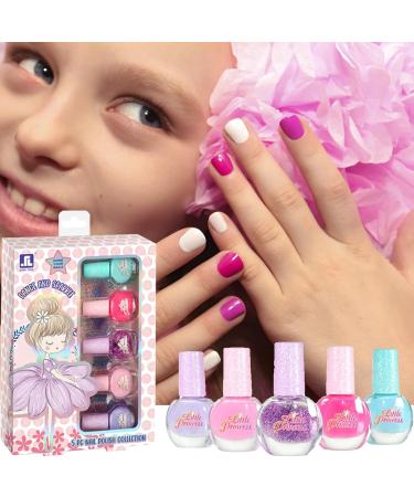 Nail Polish Set 5 Candy Colour Glitter Non-Toxic Peelable Nail Polish Set Quick Drying Water Based Nail Polish Set Pink Nail Polish Gift for Girls - Buy Online on GoSupps.com