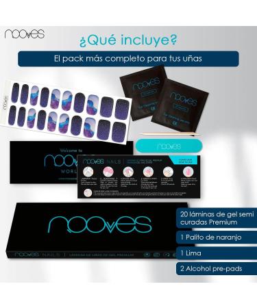  NOOVES NOOVES Mystic Marble Premium Semi-Cured Nail Gel (20 Sheets) + 1 Nail File & 1 Vegan Orange Stick - Buy Online on GoSupps.com