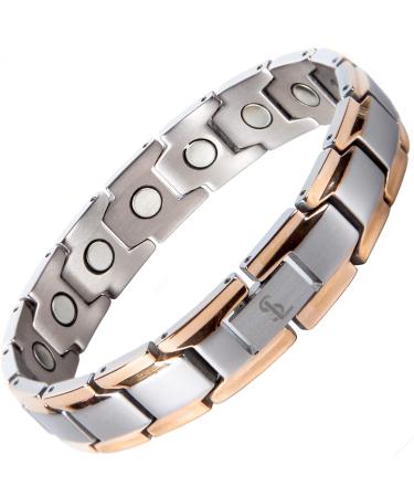 Smarter LifeStyle Elegant Titanium Magnetic Therapy Bracelet for Men And Women, Pain Relief for Arthritis and Carpal Tunnel - Magnetic Bracelets for Men And Women, Women Mens Bracelet Silver Rose Gold Bracelet Silver & Ros