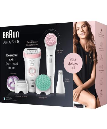 Braun Beauty Set 7-in-1 Hair Removal Epilator with Lady Shaver and Face Exfoliator - UK 2 Pin Plug - Gifts for Women - White/Pink - Buy Online on GoSupps.com