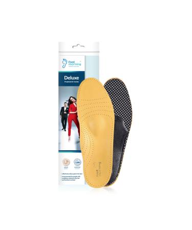 Foot Morning Deluxe - Orthopedic leather shoe inlays - High -quality leather foot bed insole with foot vault Support with flat foot midfoot complaints plantar fasciitis (38 EUR women)