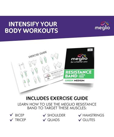 Latex-Free Meglio Resistance Bands - 2m Green (Medium) for Physiotherapy, Strength Training, Yoga, Pilates & Stretching | Non-Slip Exercise Bands - Buy Online on GoSupps.com