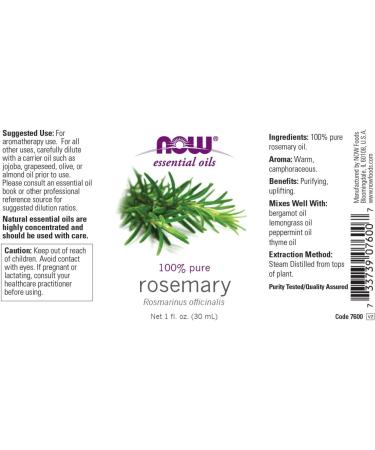 Now Foods Rosemary Essential Oil 1 fl oz - Pure & Natural Aromatherapy - Buy Online on GoSupps.com
