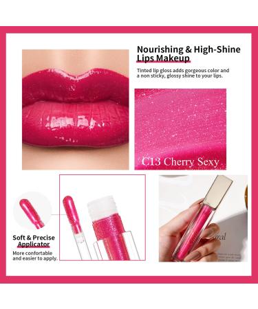 Oulac Cherry Sexy Lip Gloss - 3D Moisture Liquid Lipstick with Rosendamascena Extract - Transparent Glitter - 4.5ml for Dry Lips - Buy Online on GoSupps.com