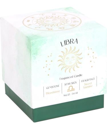 Libra Zodiac Candle - Sweet Jasmine Fragrance Bloodstone Crystal | Perfect Horoscope Gift - Buy Online on GoSupps.com