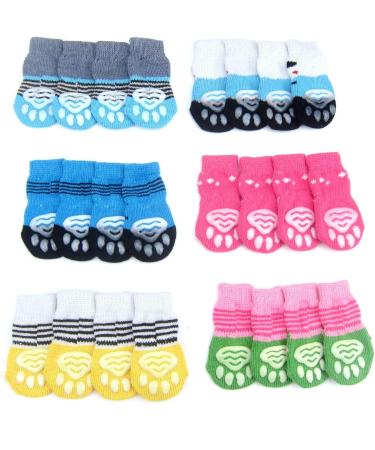 Alfie Pet Mason 6 Set of 4 Pink Anti-Slip Cotton Knit Socks - Size Medium - Buy Online on GoSupps.com