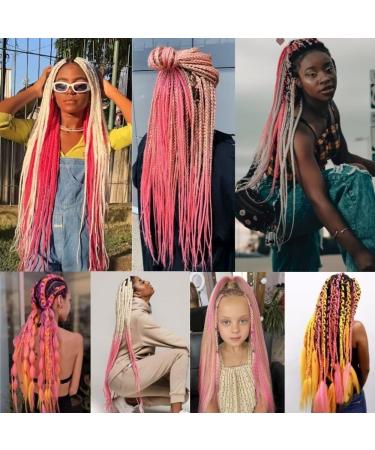 YDDM 26 Inch Pre-Stretched Braiding Hair Extensions - 6 Packs Pink Jumbo Braids for Art Hair Styling - Buy Online on GoSupps.com