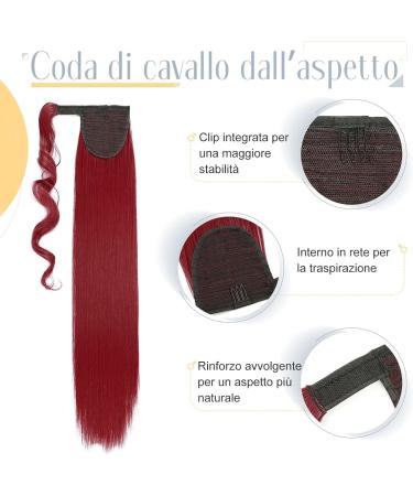 26 Inch Dark Red Wrap Around Ponytail Extension | Clip-in Synthetic Hairpiece - Buy Online on GoSupps.com