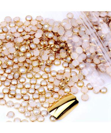 100pcs 4mm 5mm 6mm Many Colors Half Round Pearls Metal Rhinestone DIY Nail Art Nail Beads Beauty Glitter Decoration (#3)