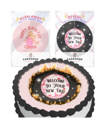 Cakeshop Taylor Swift Burn Away Edible Cake Topper Pack | 1 x Icing sheet & 1 x Wafer Sheet | Taylor Swift Era Birthday Theme | Personalise With Your Custom Name & Text | Choose Shapes & Sizes Prime - Buy Online on GoSupps.com