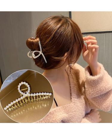 Large Metal Hair Claw with Pearls 4.3 Inch 2 Pack - Non-Slip Hair Clips for Thick Hair - Metallic Gold Crab Claws - Buy Online on GoSupps.com