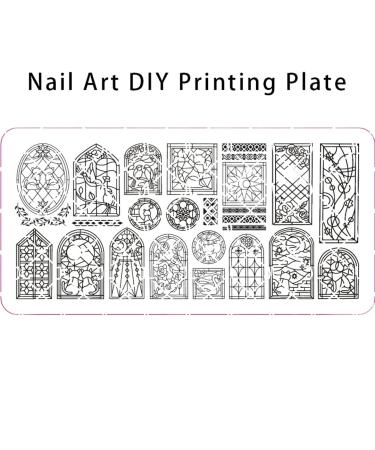 Aesthetic Nail Plates Stamping Set - Church Window Design Stamper Kit & Scraper for DIY Nail Art - Buy Online on GoSupps.com