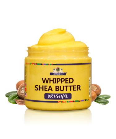 AKWAABA Whipped Shea Butter (Plain/Original) 12 oz - Body & Hair Moisturizer - With Raw Shea Butter from Ghana - Rich Vitamins A and E - Natural Yellow