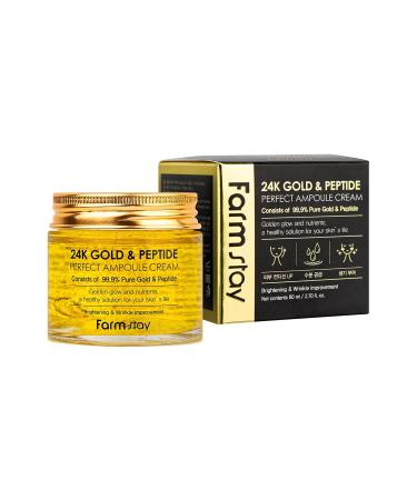 FARMSTAY 24K Gold and Peptide Perfect Ampoule Cream - Anti-Aging Skin Care for Fine Lines and Wrinkles - 2.7 oz - Buy Online on GoSupps.com