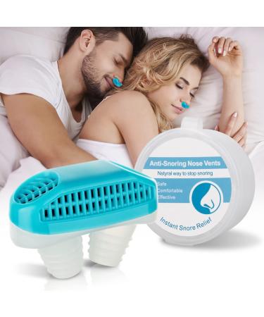 Anti Snoring Devices, Upgrade 2 in 1 Nose Air Purifier Nasal Vents Plugs Clip Snoring Reduce for CPAP Users, Stoppers for Women Men Snore, Stop Snoring Sleep Aid Snore Reducing for Better Sleep Blue