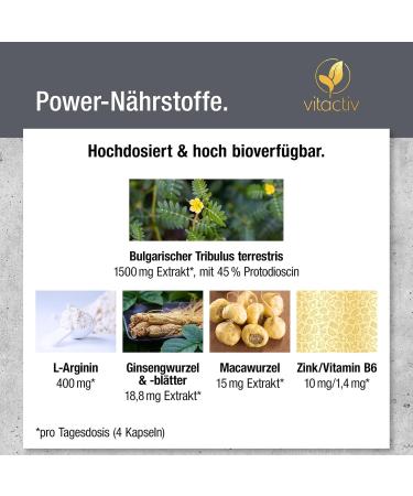 Buy Vitaciv Tribulus Terrestris 1500 mg | 240 Caps - High-Dose Bulgarian Extract with L-Arginine Ginseng Maca Zinc & B6 for Strength Athletes - International Shipping Available - Buy Online on GoSupps.com