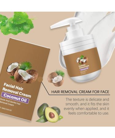  CongRong Coconut oil facial hair removal cream for sensitive skin non-irritating gentle fast painless and soothing long-lasting hair removal effect natural hydration (3 pcs) - Buy Online on GoSupps.com