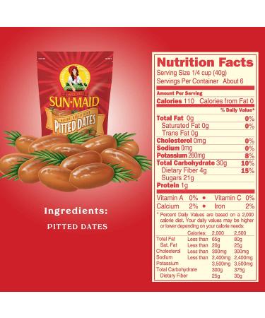 Sun-Maid California Pitted Dates 8 Ounce (Pack of 10) | Whole Natural Dried Fruit | No Sugar Added | Gluten Free | Non-GMO | Vegan & Vegetarian Friendly - Buy Online on GoSupps.com