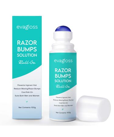 Evagloss Razor Bumps Solution- After Shave Repair Serum for Ingrown and Burns, Dark Spot Corrector Skin Lightening, Roll-On for Men and Women -100g