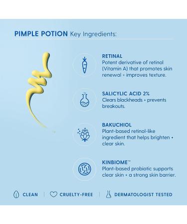 Kinship Pimple Potion | Retinal + Salicylic Acid Acne Treatment | Lightweight Spot Treatment | Vegan & Cruelty-Free | 0.53 oz - Buy Online on GoSupps.com