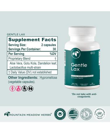 Mountain Meadow Herbs Gentle Lax Natural Herbal Laxative Gentle Relief Supports Healthy Digestion and Regularity Promotes Bowel Comfort and Detox Non-Habit Forming Colon Cleanse 500 mg (60 ct) - Buy Online on GoSupps.com