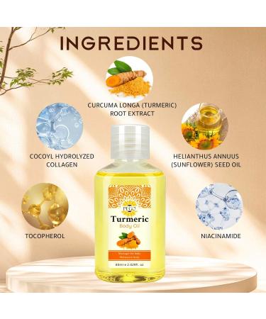 PEGO Turmeric Body Oil,Skin Moisturizer,Massage Oil,Moisturize Abdomen, Waist, arms & Legs,Firming Skin Oil 2.029 fl. oz (2Pack) 2.03 Fl Oz (Pack of 2) - Buy Online on GoSupps.com