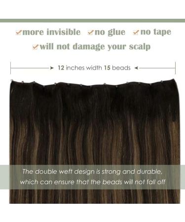 LAAVOO EZ WEFT Real Hair Extensions - Brown Balayage Ombre 50cm Remy Human Hair Smooth Microbeads #2/8/2 - Buy Online on GoSupps.com