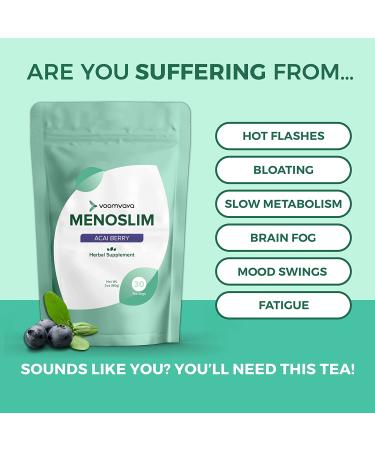 VoomVaya MenoSlim Herbal Tea for Menopause Relief - 30 Tea Bags | Hot Flash & Bloating Support - Buy Online on GoSupps.com