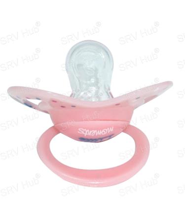 Orthodontic Night Pacifier for Baby Girls 0-6 Months | Oval Bow Tie Glow in the Dark Silicone Teat - Pink - Buy Online on GoSupps.com