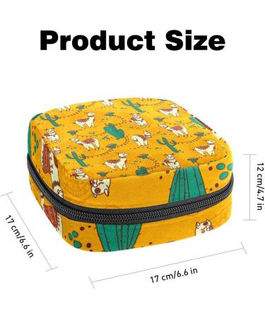 Women's Portable Period Kit - Ethnic Lama Alpaka Storage Pockets Holder in Green & Yellow - Feminine Product Bag for Girls - Buy Online on GoSupps.com