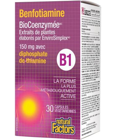 Natural Factors BioCoenzymated Benfotiamine B1 150 mg plus Thiamine Diphosphate 30 capsules - Buy Online on GoSupps.com