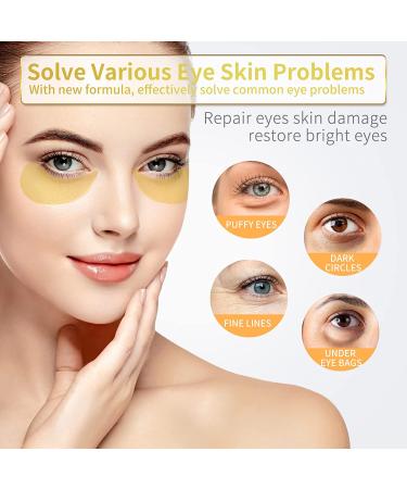 24K Gold Under Eye Patches - 30 Pairs for Dark Circles, Puffiness & Wrinkles - Collagen-Infused Eye Masks - Buy Online on GoSupps.com