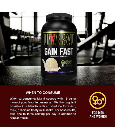 Universal Nutrition Gain Fast Vanilla - Mass Gainer & Whey Protein 2.3kg | Build Muscle Weight Gainer with Creatine & Essential Fatty Acids - Buy Online on GoSupps.com