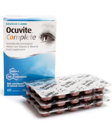 Ocuvite Complete Eye Supplement Capsules | Lutein, Zeaxanthin, DHA Omega 3, Zinc | Supports Normal Vision | 2 Capsules/Day - Buy Online on GoSupps.com