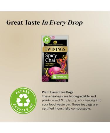 Twinings Spicy Chai Tea Warming & Aromatic Black Tea Spices of Cinnamon Clove & Ginger with Assam Tea Base 40 Biodegradable Tea Bags Cinnamon 1 Count (Pack of 40) - Buy Online on GoSupps.com