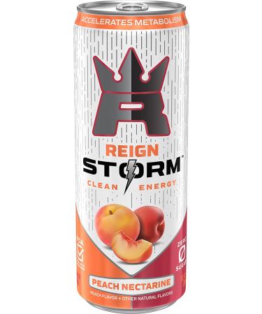 REIGN Storm Peach Nectarine Fitness & Wellness Energy Drink 12 Fl Oz - Pack of 12 - Buy Online on GoSupps.com