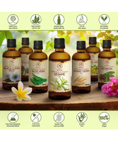Pure Sesame Oil 100ml - Cold-Pressed & Refined - Natural Beauty & Massage Oil - Organic Sesameum Indicum from Mexico - Buy Online on GoSupps.com