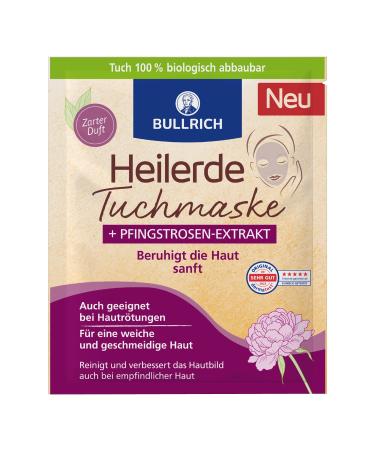 Bullrich Heilerde Tuch mask + peony extract |Soothes the skin gently |Also suitable for skin reddening |With delicate fragrance |Vegan |1 Tuchmask Healing Clay + Peony Extract