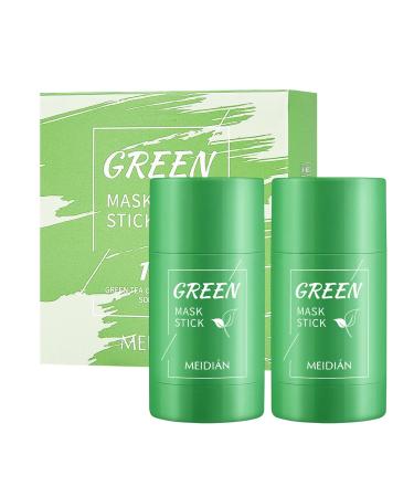 Aphrobeauty Green Tea Mask Stick for Face Blackhead Remover with Green Tea Extract Deep Pore Cleansing Moisturizing Skin Brightening Removes Blackheads for All Skin Types Pack of 2