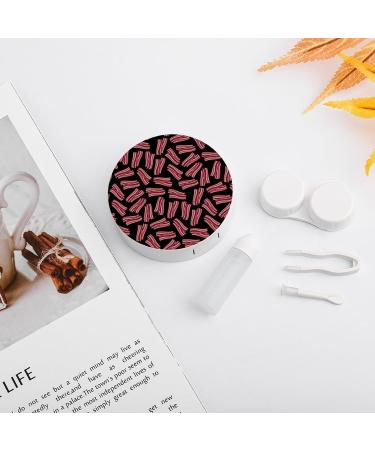 Portable Bacon Strips Contact Lens Case with Mirror - Cute Round Storage Box for Travel & Daily Use - Buy Online on GoSupps.com