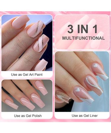 Rechoo 2pcs Gel Liner Nail Polish Set - Pink & Champagne UV Nail Art for DIY Designs | 8ml Premium Quality - Buy Online on GoSupps.com