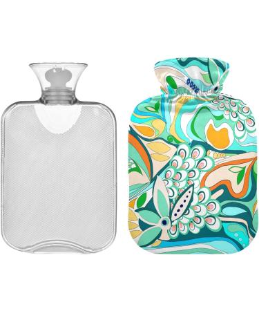 Naanle Colorful Hot Water Bottle with Cover - 2L for Back Pain Relief & Heated Therapy - Transparent Design with Floral Ornaments - Buy Online on GoSupps.com