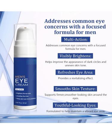 Mens Eye Bags Treatment Cream Instant Eye Serum for Dark Circles Wrinkle Smoothing Serum with Peptide & Collagen Lightweight Moisturizer - 20ml - Buy Online on GoSupps.com
