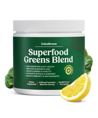 ColonBroom Superfood Greens Powder Supplement | Super Greens Juice Powder with Probiotics Prebiotics Spirulina & Chlorella | Natural for Energy Immunity Digestion & Detox Support | 28 Servings 5.3 Ounce (Pack of 1)