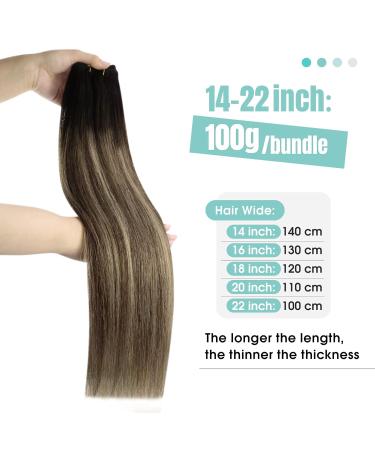 Youngsee Tressen 40cm Real Hair Balayage Weaving Extensions - Ombre Black Brown Blond 100g #1b/4/27 - Buy Online on GoSupps.com