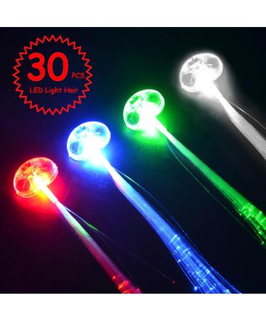 30 Pack Red LED Fiber Optic Hair Barrettes - Light-Up Extensions for 4th of July Party Favors & Festivals - Buy Online on GoSupps.com