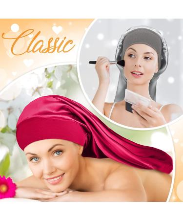 6-Piece Extra Large Satin Bonnet Set for Women with Long Curly Hair - Silk Night Sleep Cap for Braids - Solid Color - Elastic Band for Comfort - Buy Online on GoSupps.com