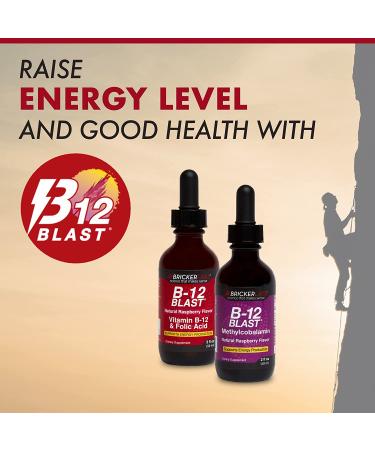 Bricker Labs B-12 Blast Methylcobalamin Liquid Supplement - Energy Support, Raspberry Flavor, 2 fl oz - Buy Online on GoSupps.com