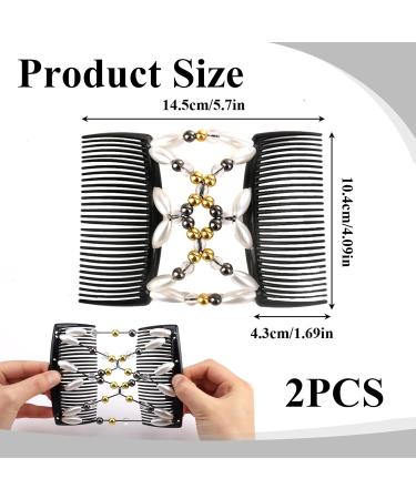 Stretchy Slides Magic Hair Combs 2Ps Hair Combs Slides for Women Magic Elastic Beaded Hair Comb Slides Double Sided Clips Hair Comb for Women DIY Square Insert Comb Hair Styling Tool(Black White - Buy Online on GoSupps.com